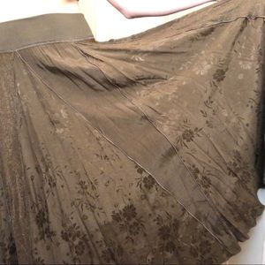 Coldwater Creek - Bohemian A-Line Floral Brown Maxi Skirt Size S 6-8